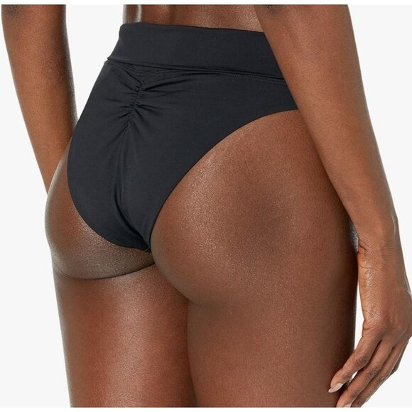 prAna Aurelia Black High-Waisted Rouched Swim Bikini Bottoms Womens XS NWT - Picture 2 of 3